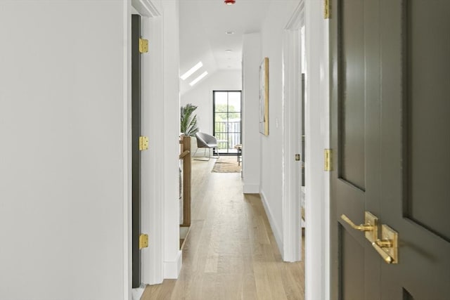 361 Walden Unit 361, Cambridge, MA 02138 - hallway with light wood-style floors and vaulted ceiling