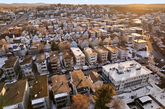 drone / aerial view with a mountain view