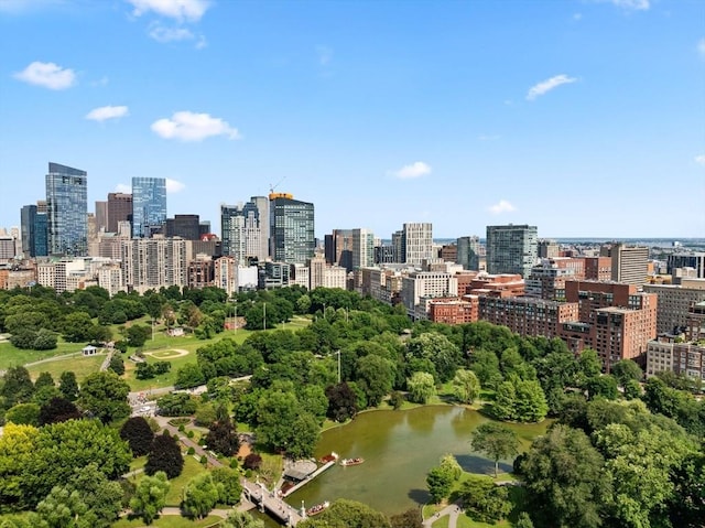 property's view of city featuring a water view