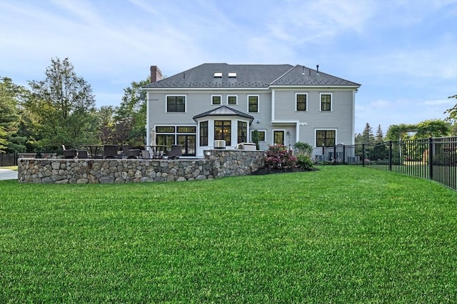 5 Carolina Way, Boxford, MA 01921 - rear view of house featuring a chimney and a patio area