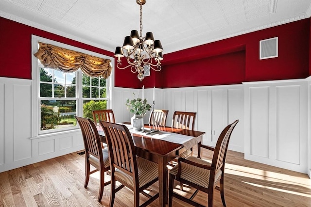 5 Carolina Way, Boxford, MA 01921 - dining room featuring a decorative wall, a chandelier, wainscoting, and wood finished floors