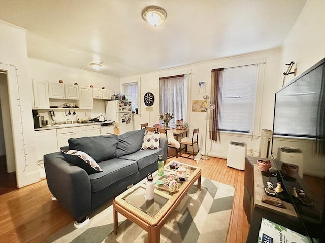 living area featuring light wood-type flooring