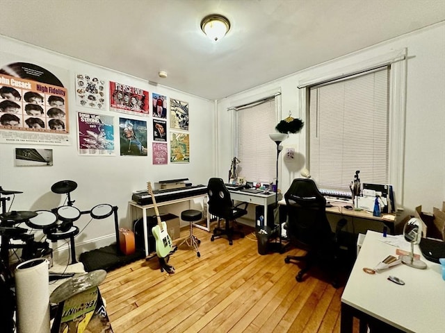 office with hardwood / wood-style floors