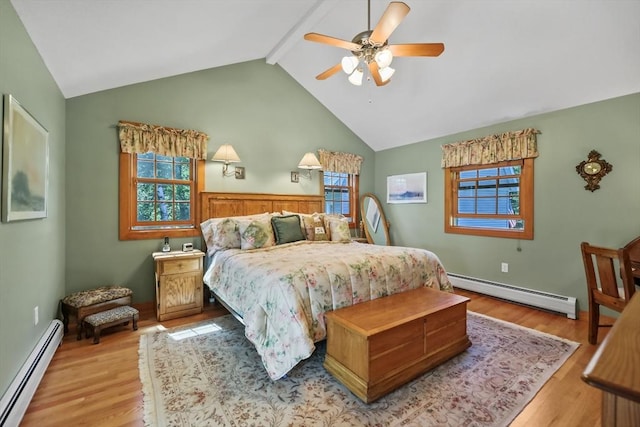 236 Ridge Ave, Otis, MA 01253 - bedroom featuring baseboard heating, light wood-style flooring, and ceiling fan