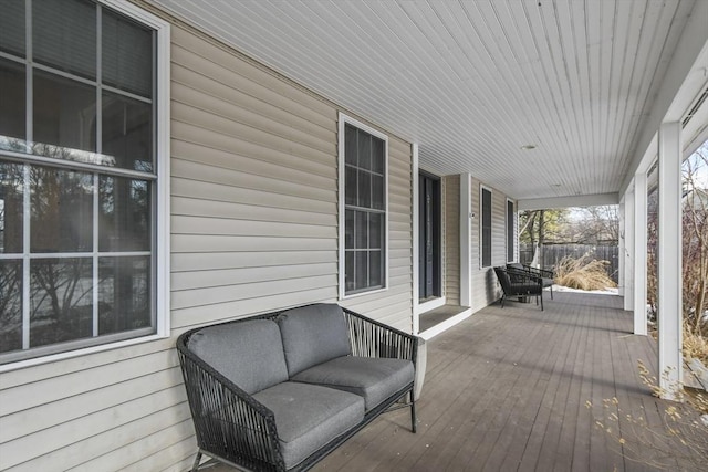 wooden deck with covered porch