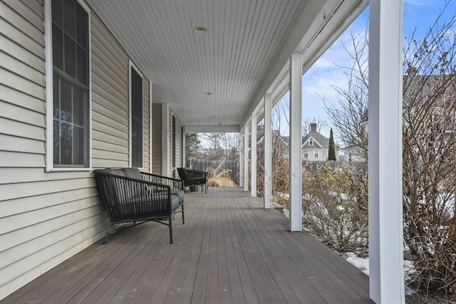 deck featuring a porch