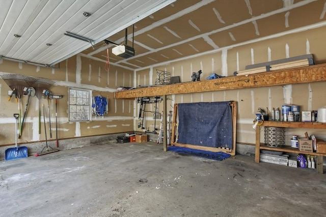 garage with a garage door opener