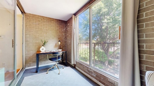 99 Pond Ave Unit 326, Brookline, MA 02445 - carpeted office space with brick wall and baseboards