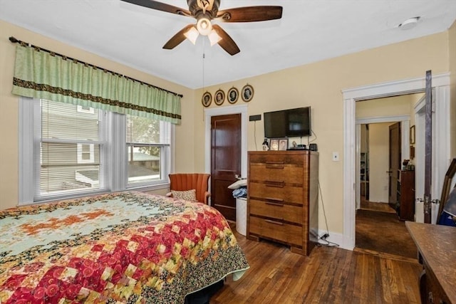 200 Woodside Ave, Winthrop, MA 02152 - bedroom with dark wood-type flooring and ceiling fan