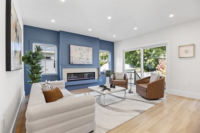 living room featuring light wood-type flooring