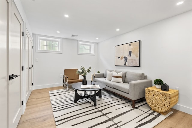 living room featuring light hardwood / wood-style floors