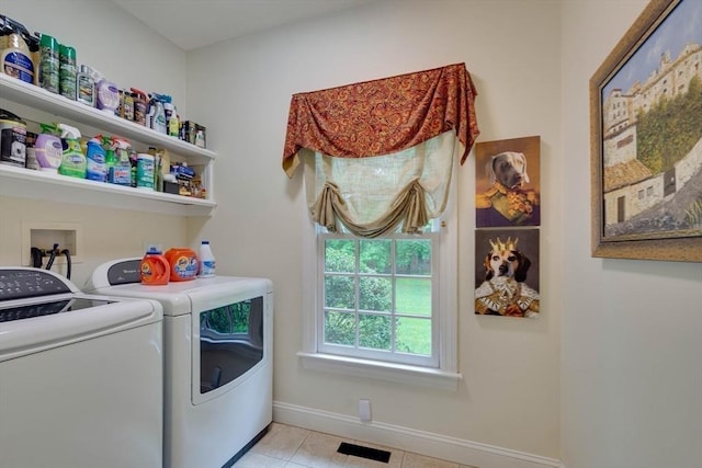 43 Old Concord Rd, Lincoln, MA 01773 - laundry room featuring separate washer and dryer, baseboards, and light tile patterned floors
