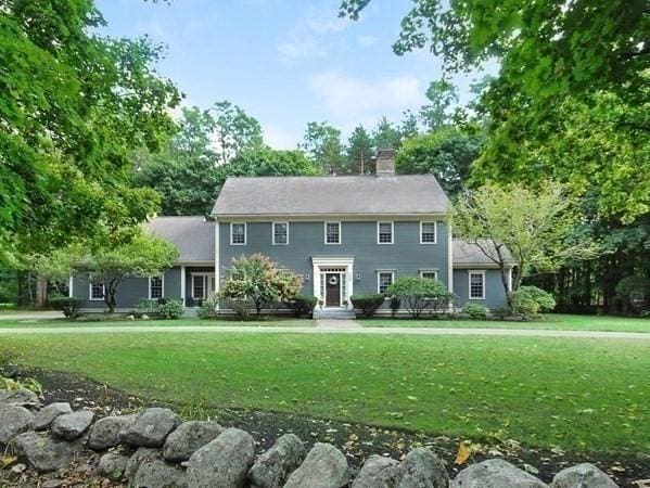 43 Old Concord Rd, Lincoln, MA 01773 - colonial home featuring a chimney and a front yard
