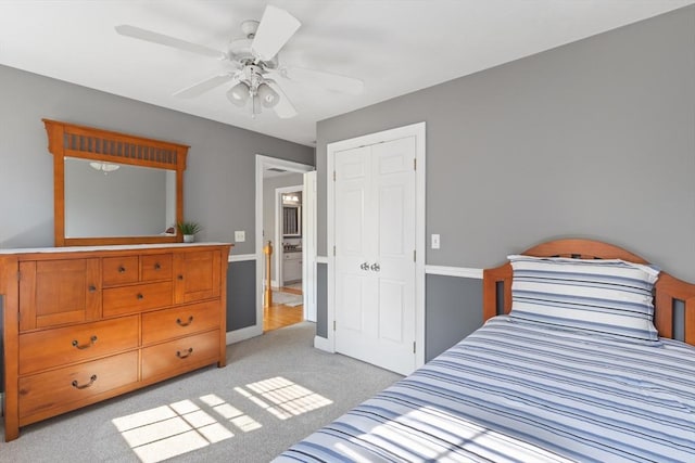 356 Grafton St, Shrewsbury, MA 01545 - bedroom with light carpet, a closet, and ceiling fan
