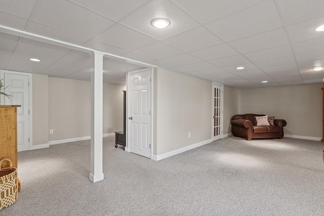 356 Grafton St, Shrewsbury, MA 01545 - finished basement with carpet floors, recessed lighting, and a paneled ceiling