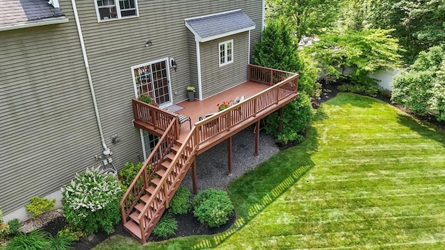 356 Grafton St, Shrewsbury, MA 01545 - wooden deck with stairway and a yard