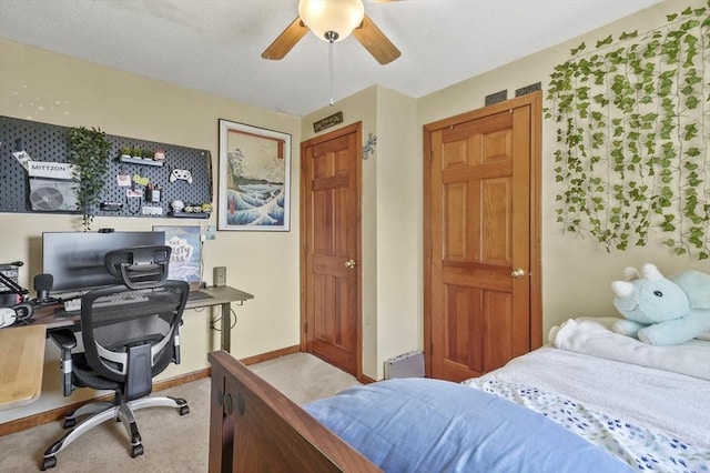 34 S Riverview St, Haverhill, MA 01835 - bedroom with a desk, light colored carpet, baseboards, and ceiling fan