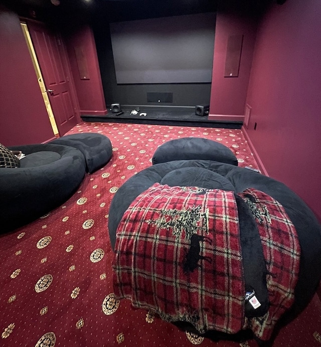 home theater room with carpet