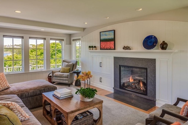 living room with hardwood / wood-style floors