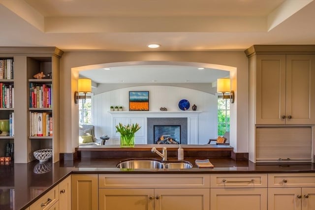 kitchen with built in features and sink