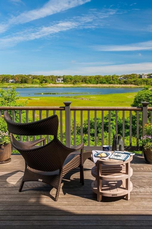 wooden deck with a water view