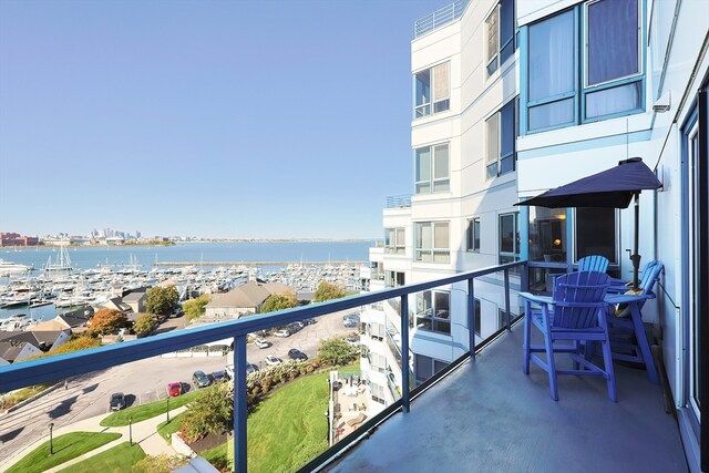 balcony with a water view