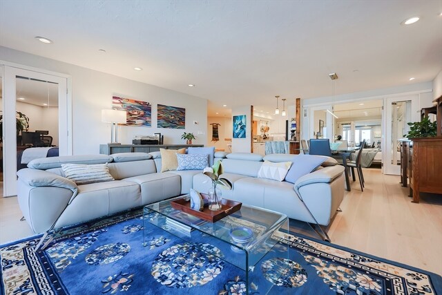 living room featuring light hardwood / wood-style floors