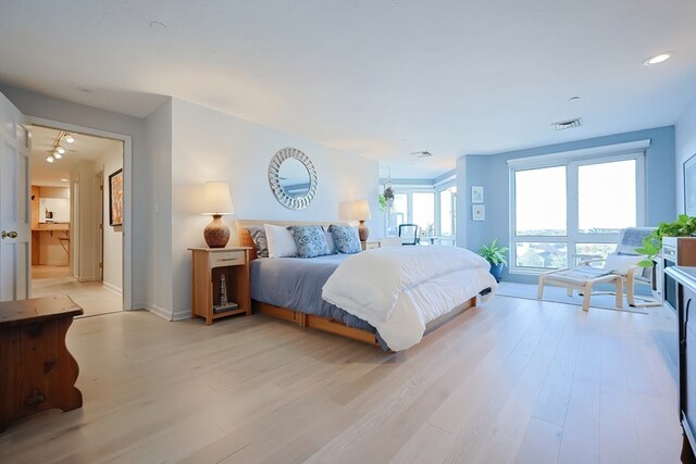 bedroom featuring light hardwood / wood-style flooring