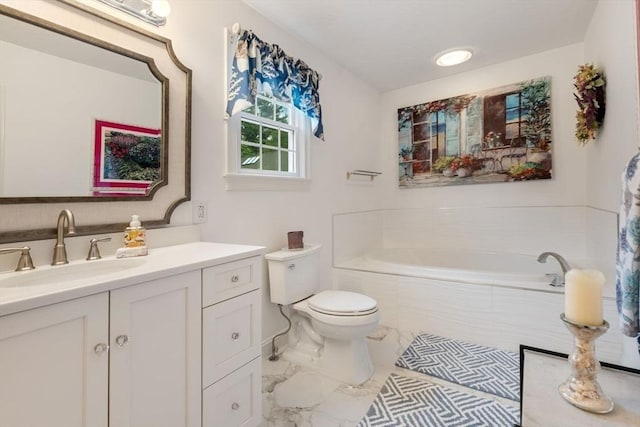 11 Forest Ln Unit 11, Scituate, MA 02066 - bathroom featuring marble finish floors, a garden tub, and vanity
