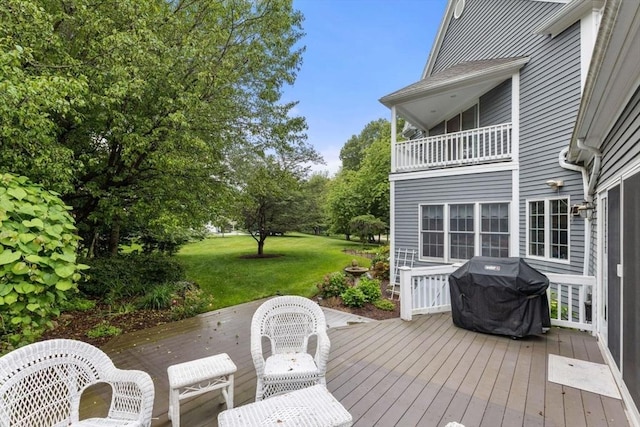 11 Forest Ln Unit 11, Scituate, MA 02066 - wooden deck featuring a grill and a lawn