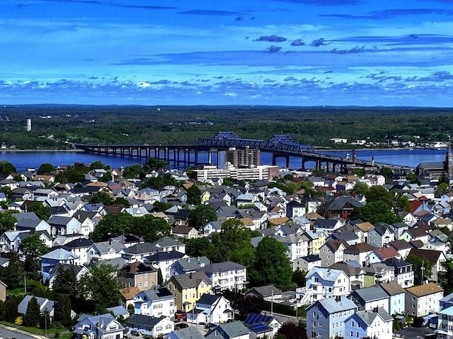 405 Warren St, Fall River, MA 02721 - aerial overview of property's location featuring a notable bridge and a nearby body of water