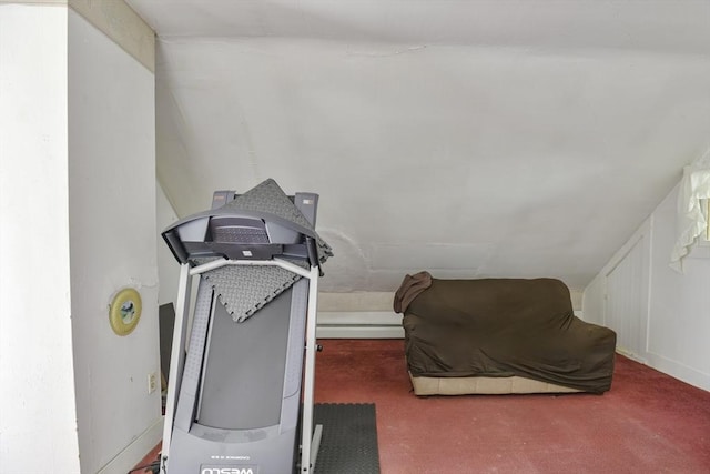405 Warren St, Fall River, MA 02721 - exercise area with carpet floors and a baseboard heating unit