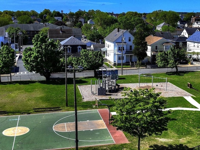 405 Warren St, Fall River, MA 02721 - view of sport court with a residential view, a yard, basketball court, and a playground