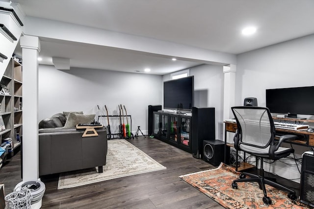 8 Lee Rd, Sharon, MA 02067 - office area with recessed lighting and wood finished floors