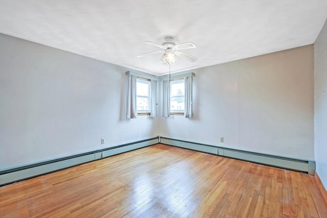 empty room featuring ceiling fan and hardwood / wood-style flooring