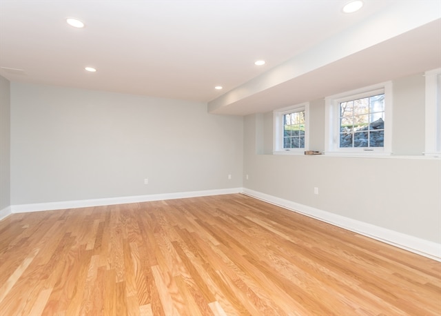 empty room with light wood-type flooring