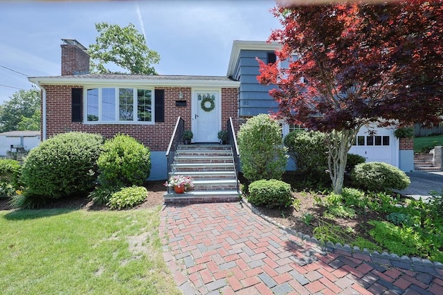 61 Colwell, Dedham, MA 02026 - view of front of property with a chimney and brick siding
