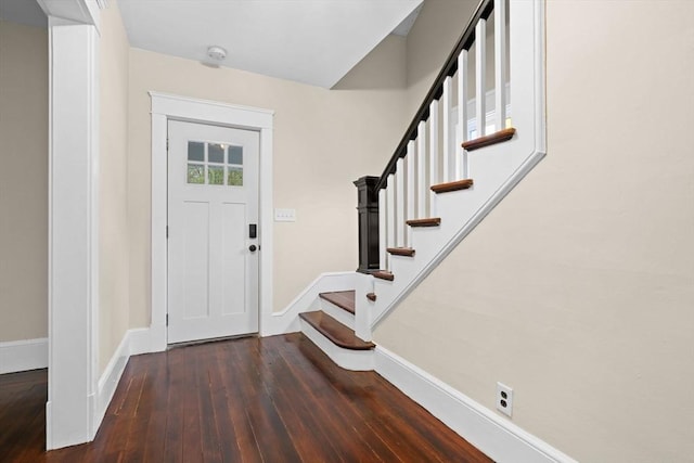 129 S Main St, Raynham, MA 02767 - foyer with hardwood / wood-style floors, baseboards, and stairs