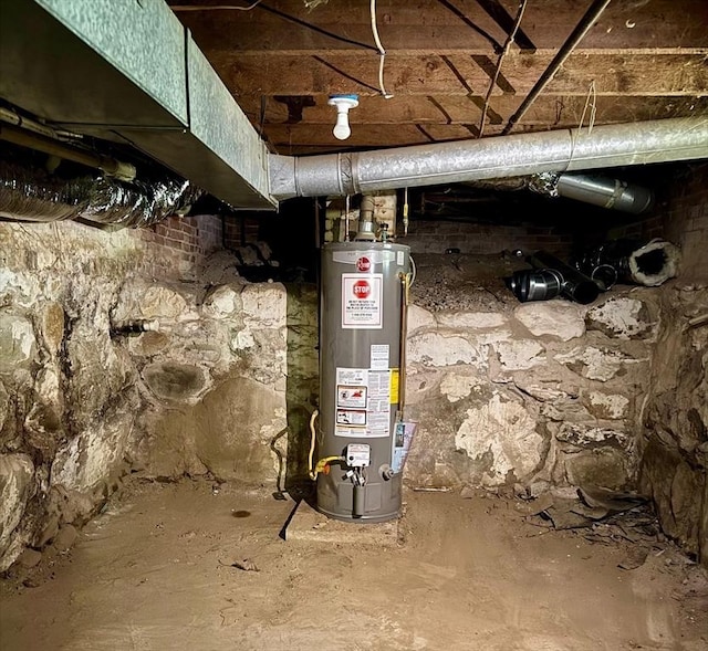 basement with gas water heater