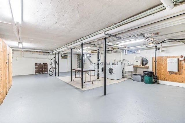 basement with washer and dryer