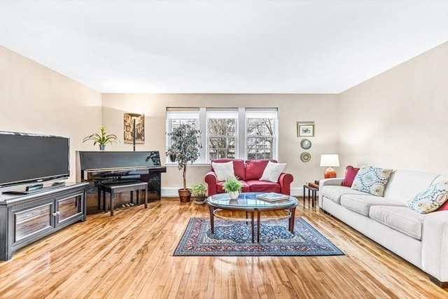 living room with hardwood / wood-style floors