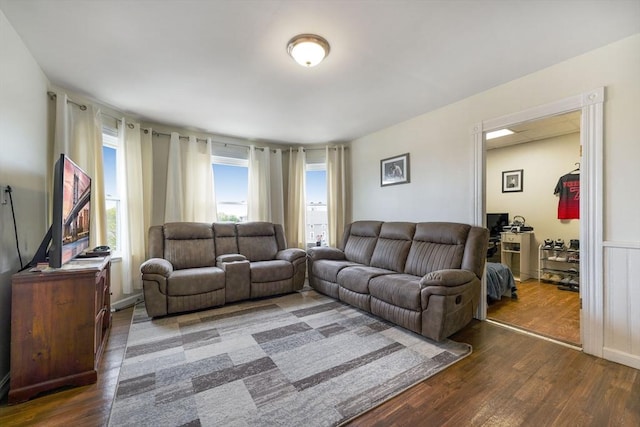 living area featuring wood finished floors