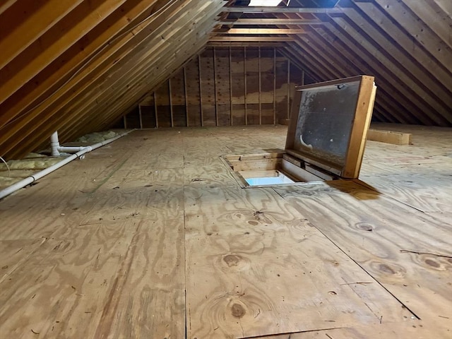 view of unfinished attic