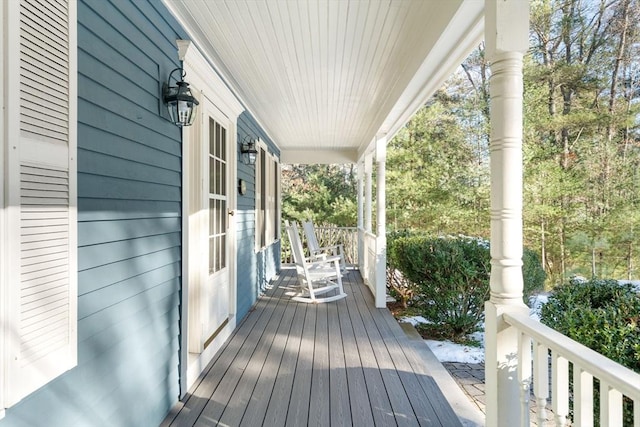 wooden deck with covered porch