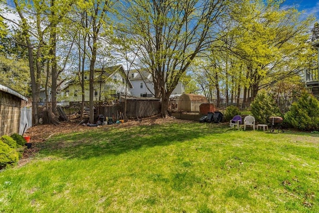 view of yard with a fenced backyard