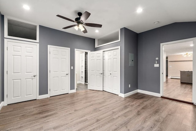 13 Campello Rd, Framingham, MA 01701 - unfurnished bedroom with wood finished floors, a baseboard heating unit, baseboards, recessed lighting, and ceiling fan
