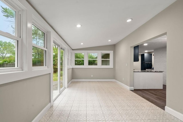 13 Campello Rd, Framingham, MA 01701 - unfurnished sunroom with vaulted ceiling, recessed lighting, baseboards, and wood finished floors