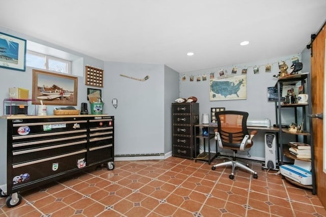 home office with recessed lighting