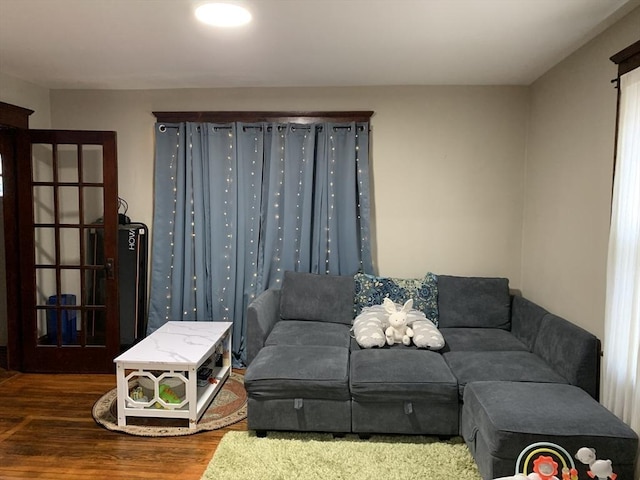 living area featuring wood finished floors