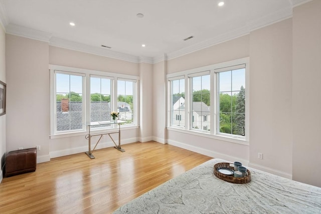 68 Summer St Unit B, Natick, MA 01760 - empty room featuring wood finished floors, healthy amount of natural light, recessed lighting, crown molding, and baseboards
